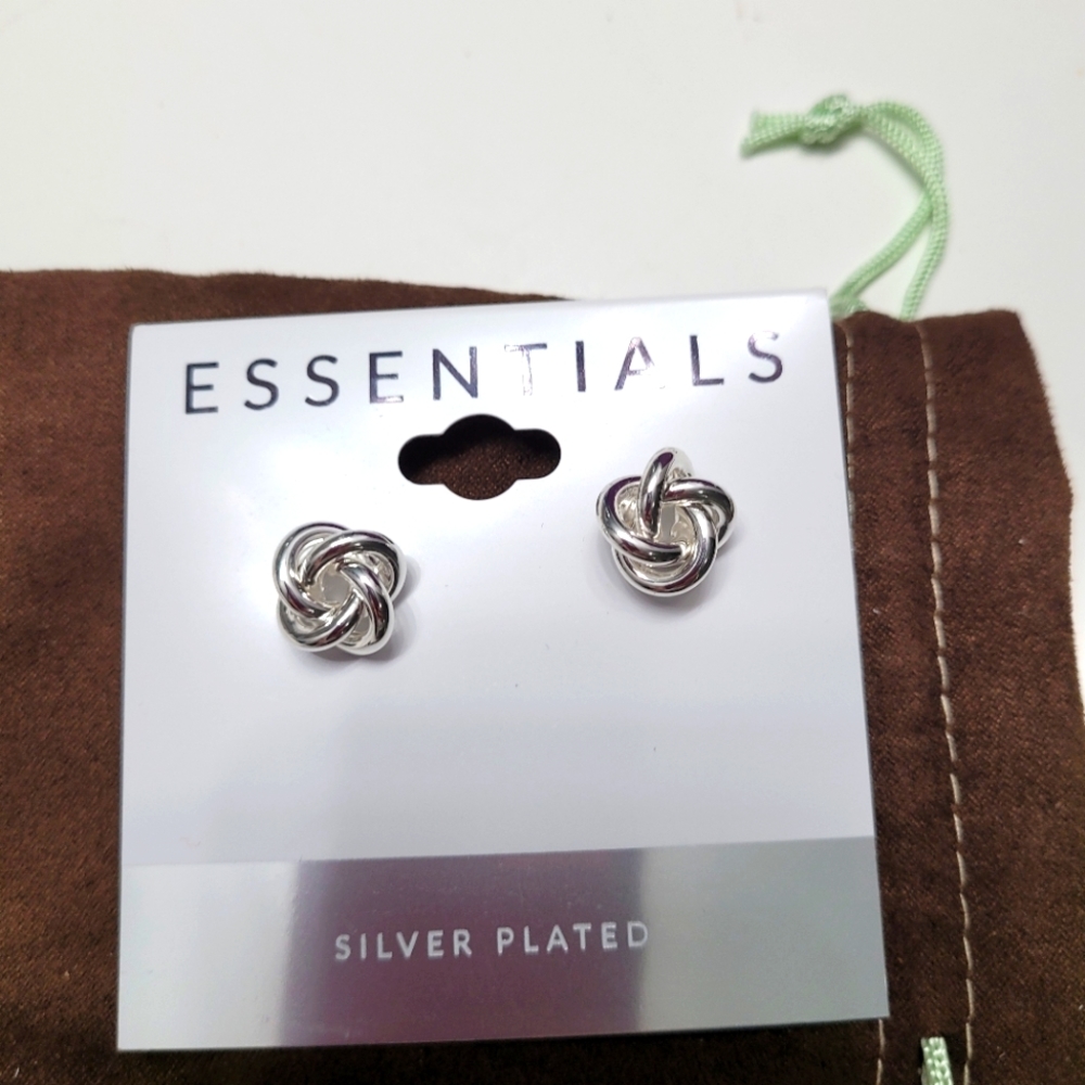 Macy's Essentials Love Knot earrings silver plated New